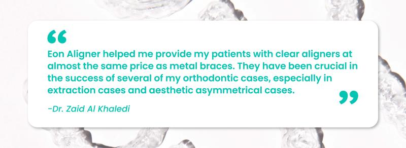 eon aligner dentist's testimonial on the price and successful results of clear aligners